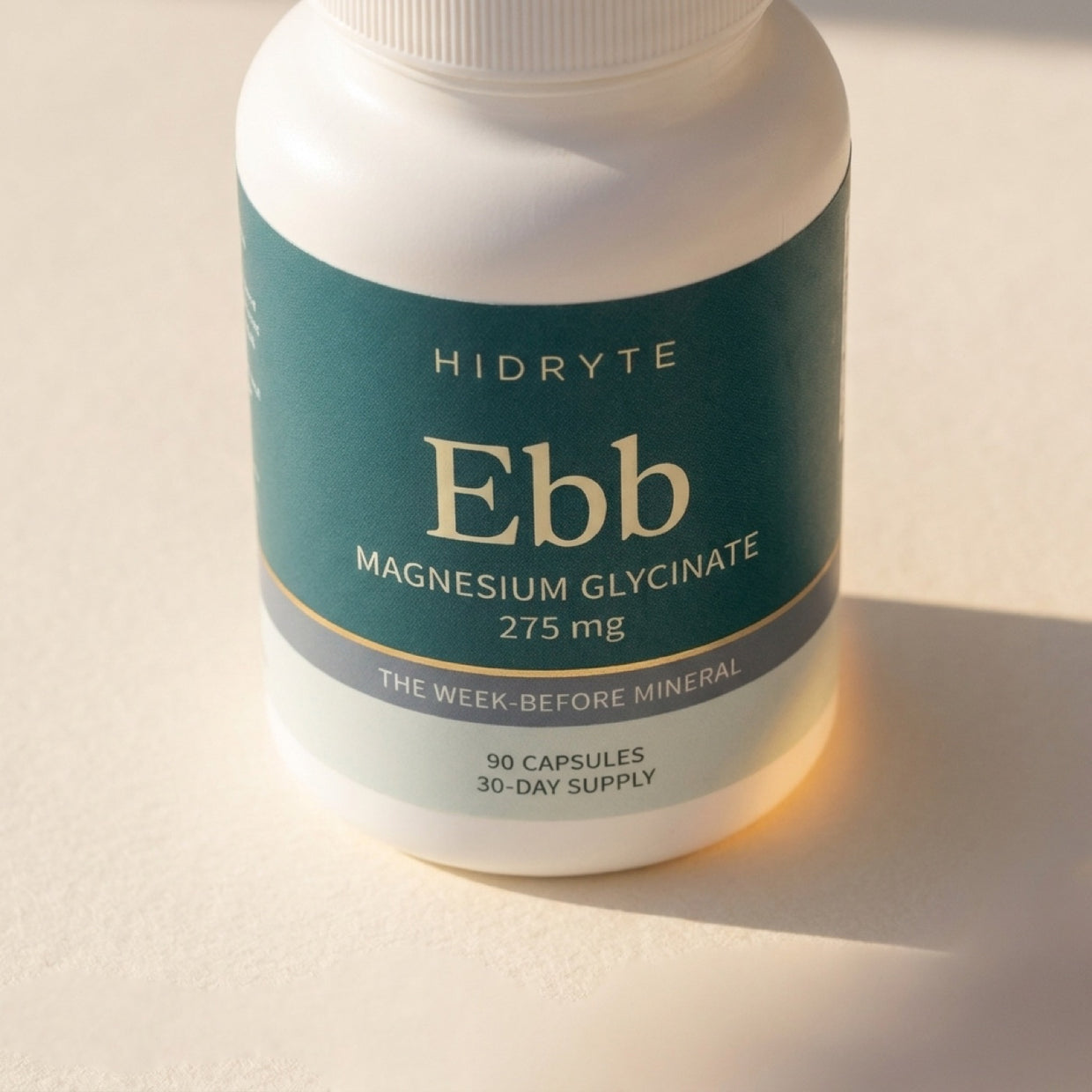 Close-up of the Ebb label with every ingredient readable.